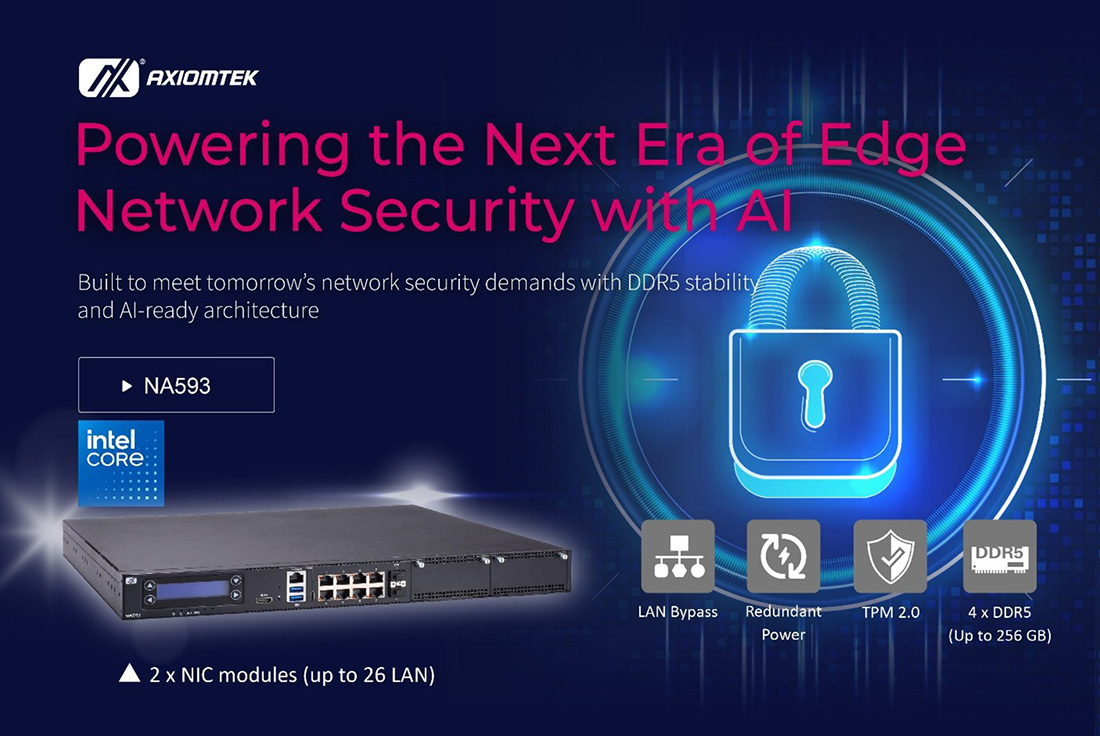 Axiomtek Introduces NA593: A Next-Generation, AI-Ready Network Appliance for Edge Network Security and UTM Applications