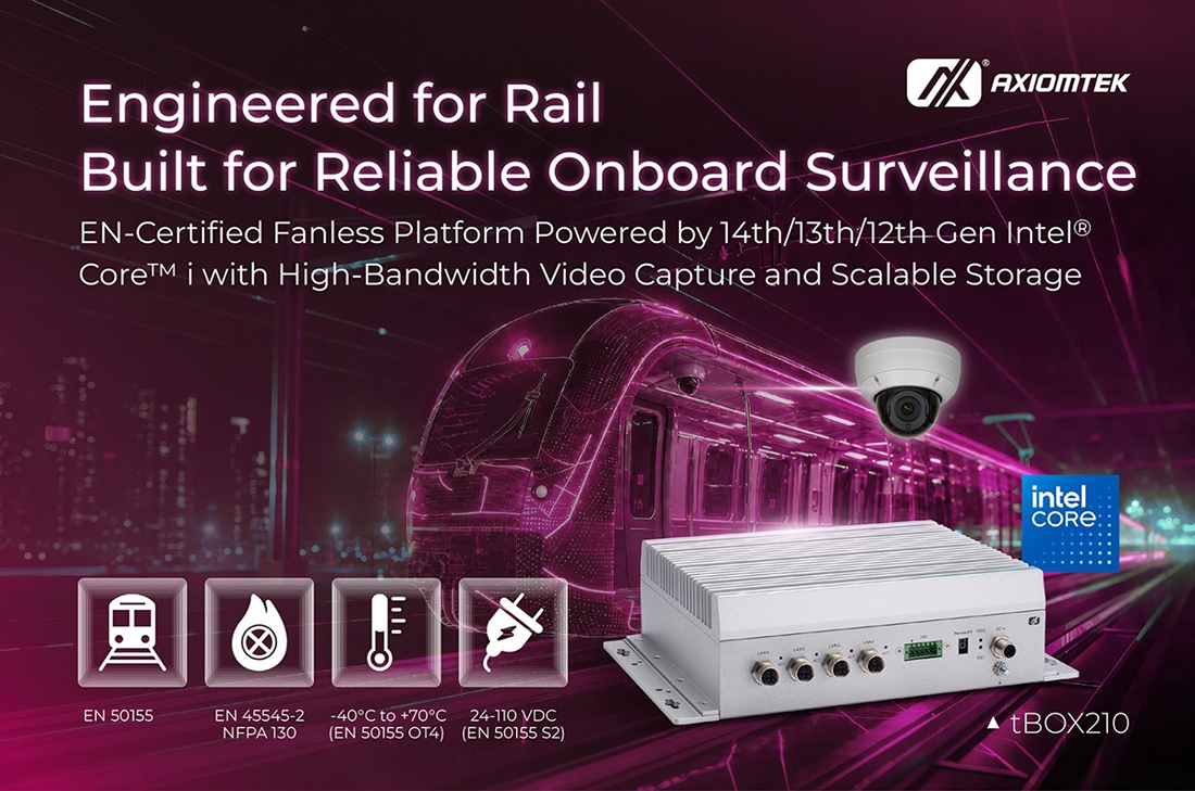 Axiomtek Unveils tBOX210: EN 50155-Certified Fanless Embedded System for Onboard Intelligent Surveillance and Data Collection