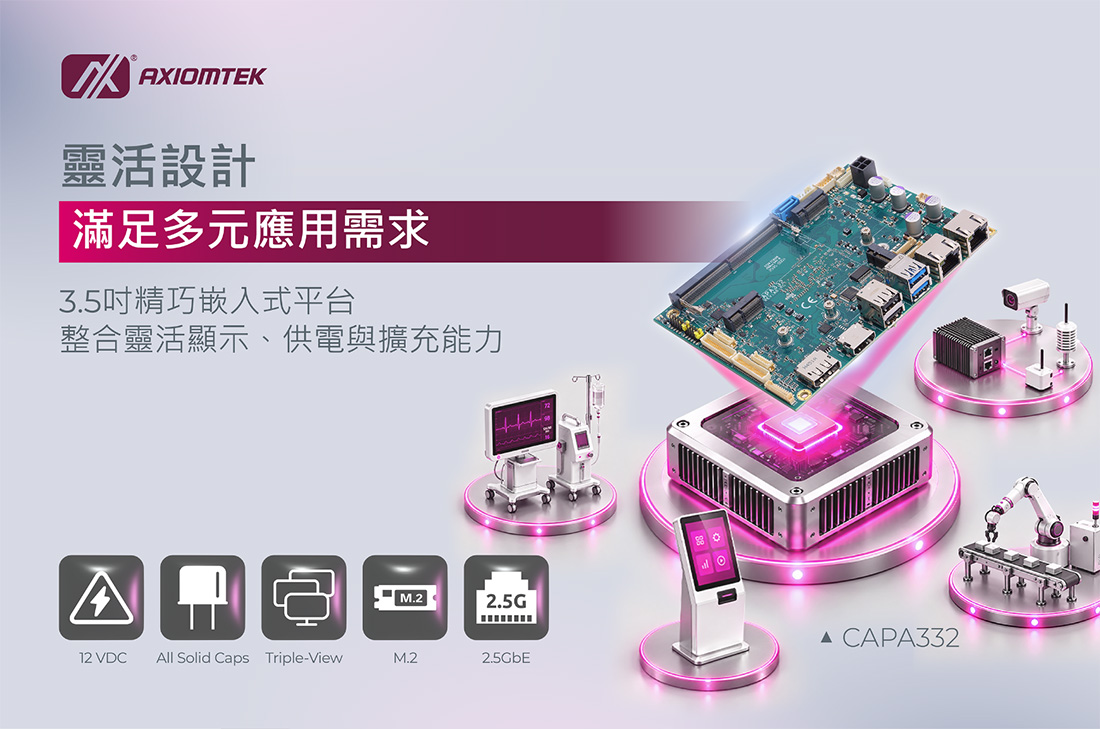 艾訊推出3.5吋嵌入式單板電腦CAPA332，靈活滿足多元系統整合需求