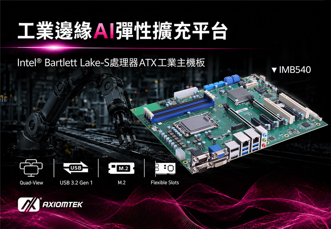 艾訊推出Intel® Bartlett Lake-S工業ATX主機板IMB540打造高效邊緣AI應用