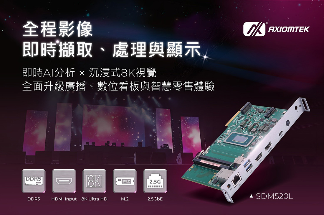 領先業界！艾訊Intel®智能顯示模組SDM520L整合HDMI IN、PoE與AI運算