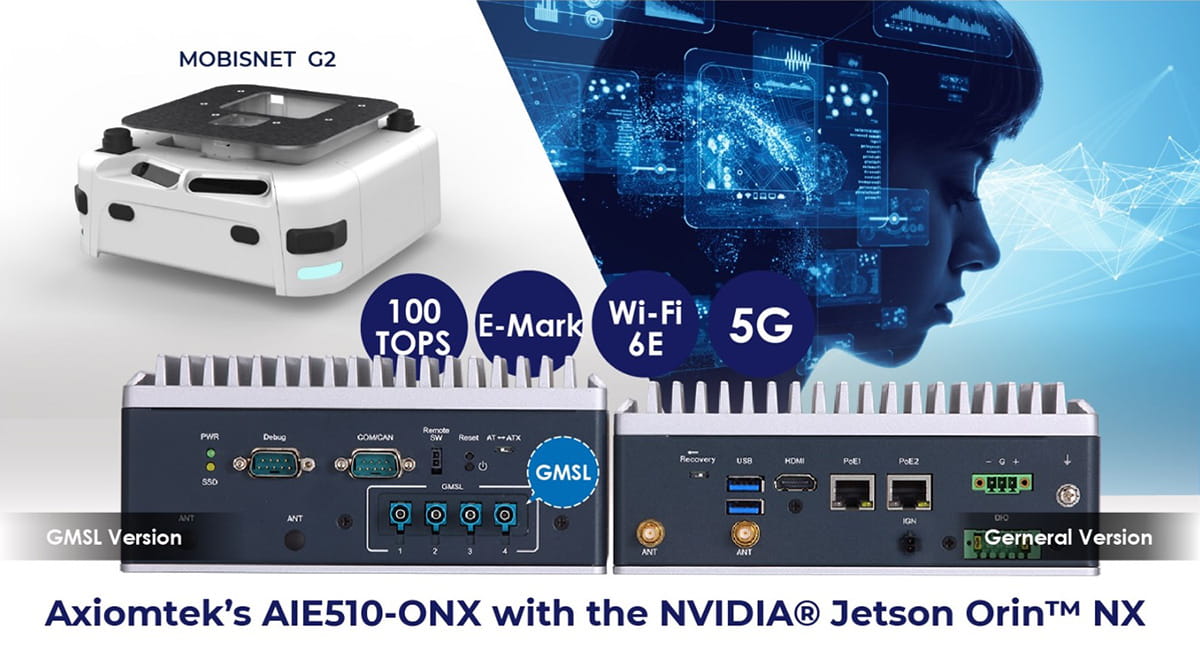 艾訊AIE510-ONX邊緣AI系統與MOBISNET G2自主移動機器人平台